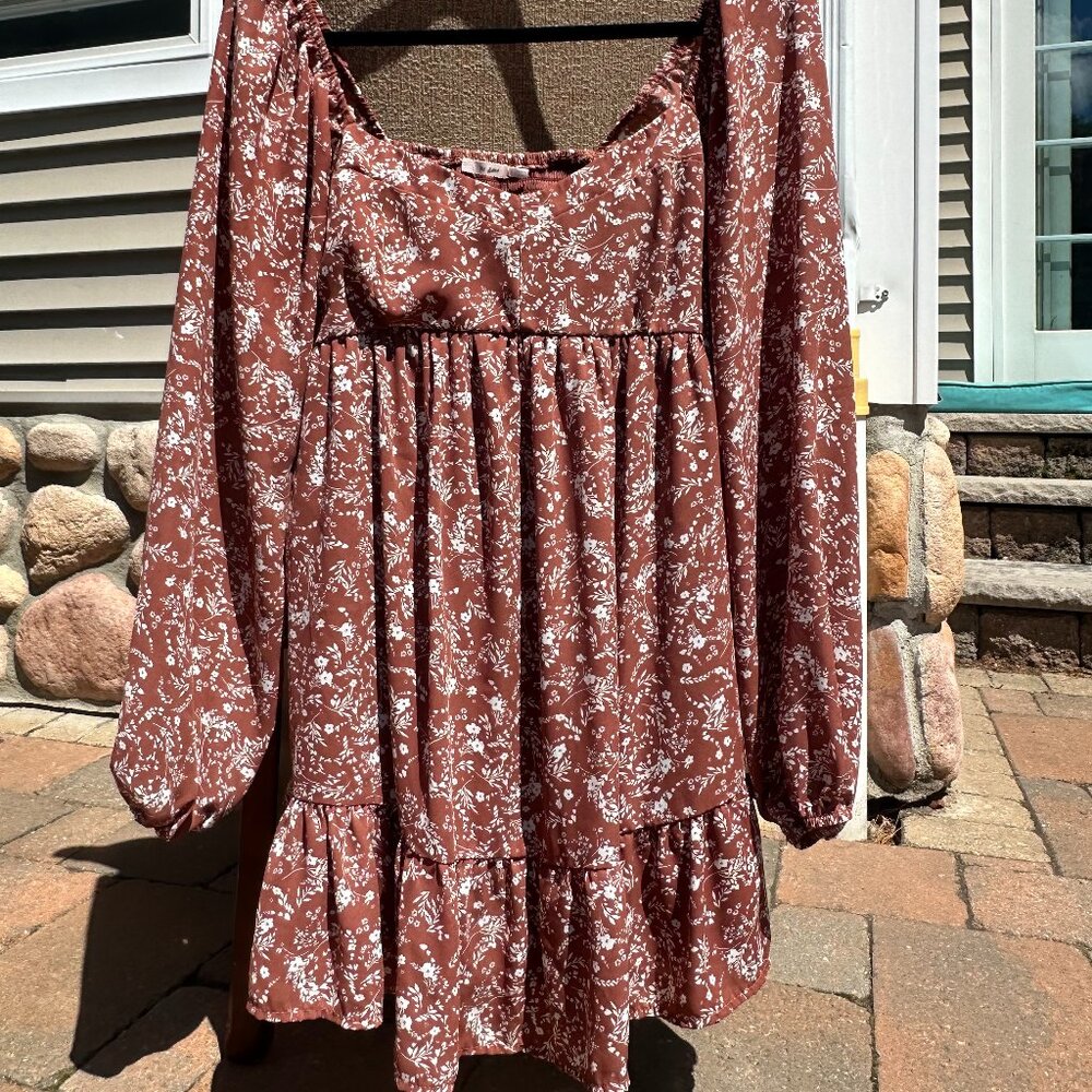 Mi Ami Brown Floral Minidress